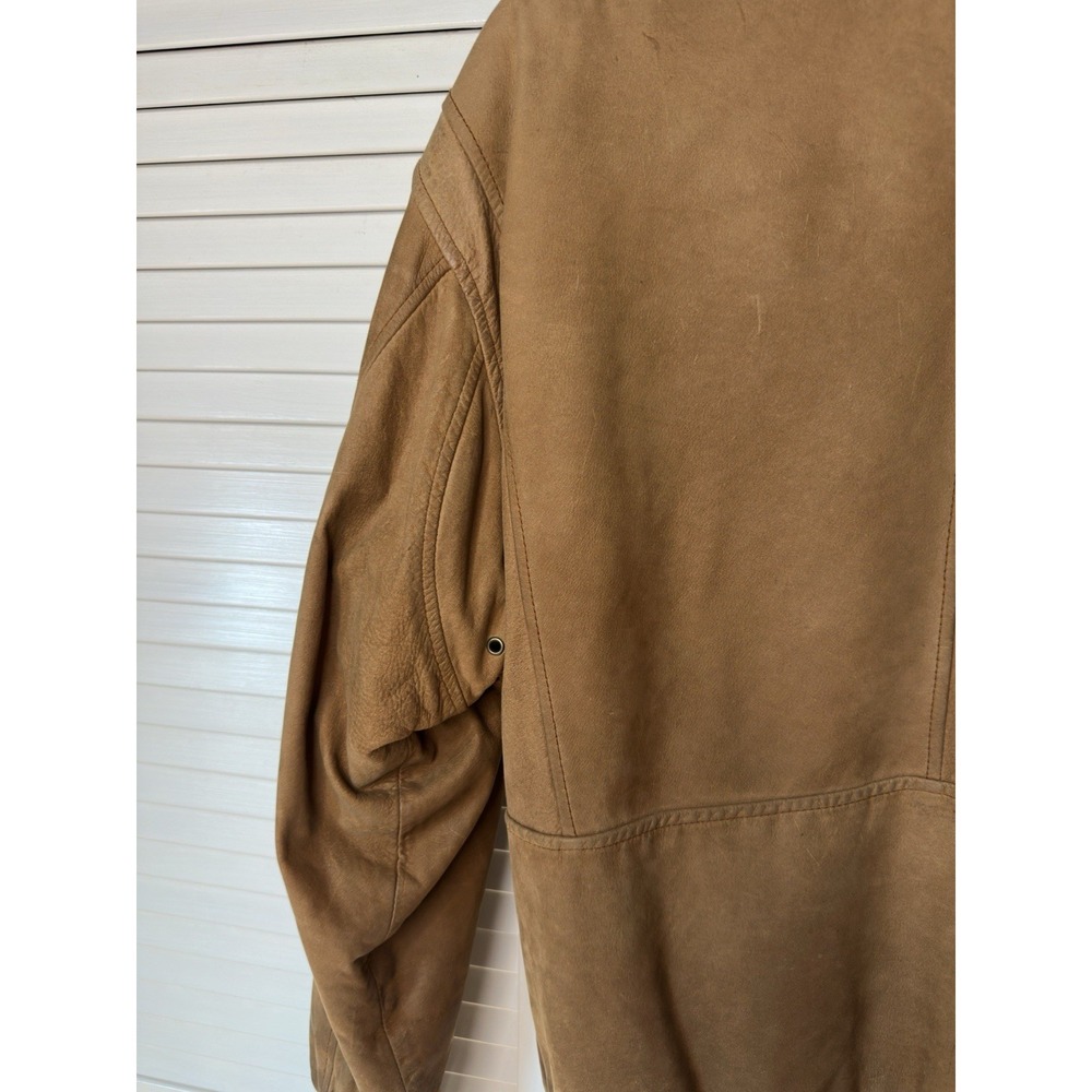 Mixed Blues Vintage Leather Bomber Jacket Men's L Brown Suede Aztec 80s 90s - Picture 10 of 10